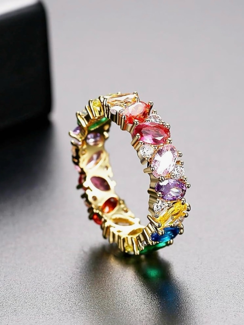 Rainbow Eternity Band Ring | 18K Gold Plated